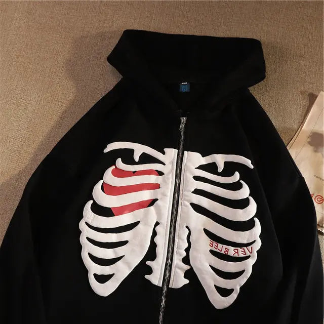 Y2K Rhinestone Ribs Hoodies